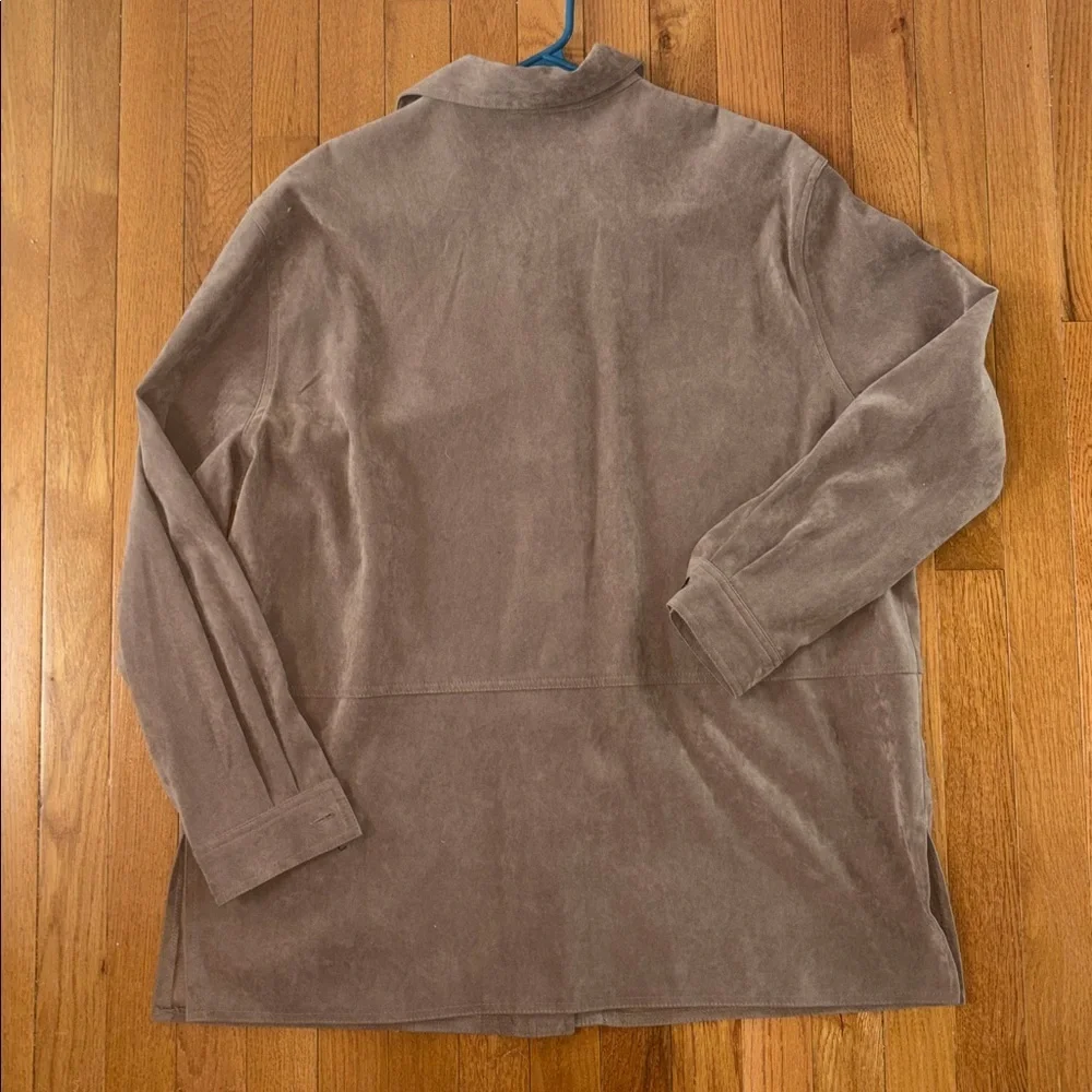 Fleet Street Faux Suede Button Front Overshirt Jacket Size Large